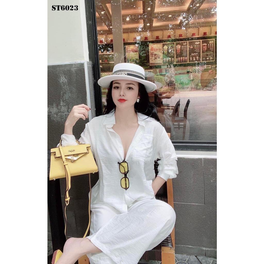 Set Sơ Mi Áo Dài Quần Dài đũi tơ xước Full 10 màu bycamistore Dáng Tây Phong cách nhẹ Nhàng