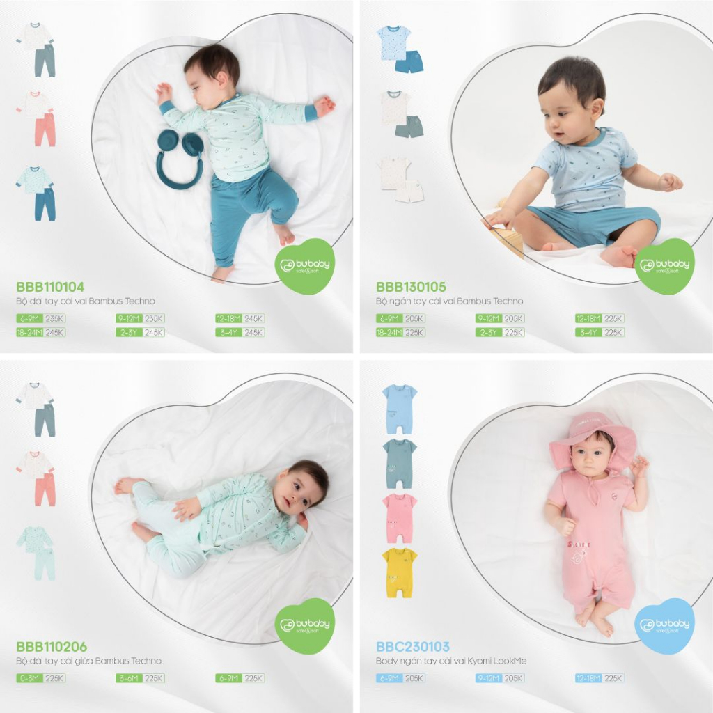 Bộ Bu Baby Dài Tay, Cộc Tay, Bodysuit Bé Trai, Bé Gái Đủ Màu Wow Box Đủ Size Từ 0M-9M Bu Baby Bình Dương