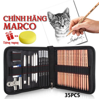 Chì Phác Thảo Marco Cao Cấp Vẽ Truyền Thần, Phác Thảo Chân Dung Tặng Mút Blend Màu