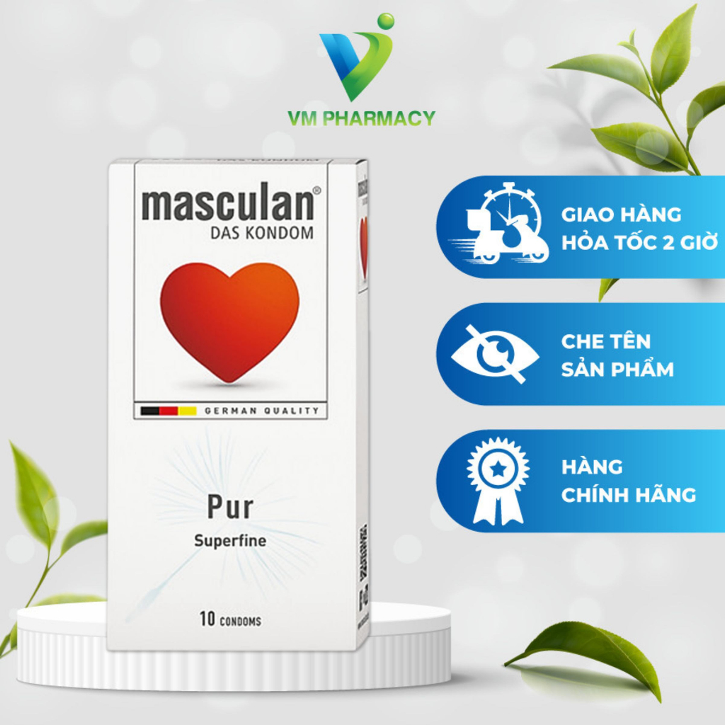 Bao cao su Masculan Pur Superfine siêu mỏng - Thơm mùi vani - Hộp 10 bao VM PHARMACY