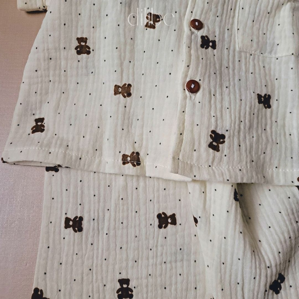 Bộ Pijama tay ngắn quần dài cho bé trai bé gái chất liệu Xô Muslin cao cấp - Dilibé