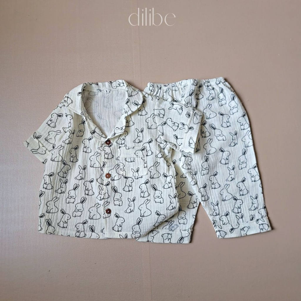 Bộ Pijama tay ngắn quần dài cho bé trai bé gái chất liệu Xô Muslin cao cấp - Dilibé