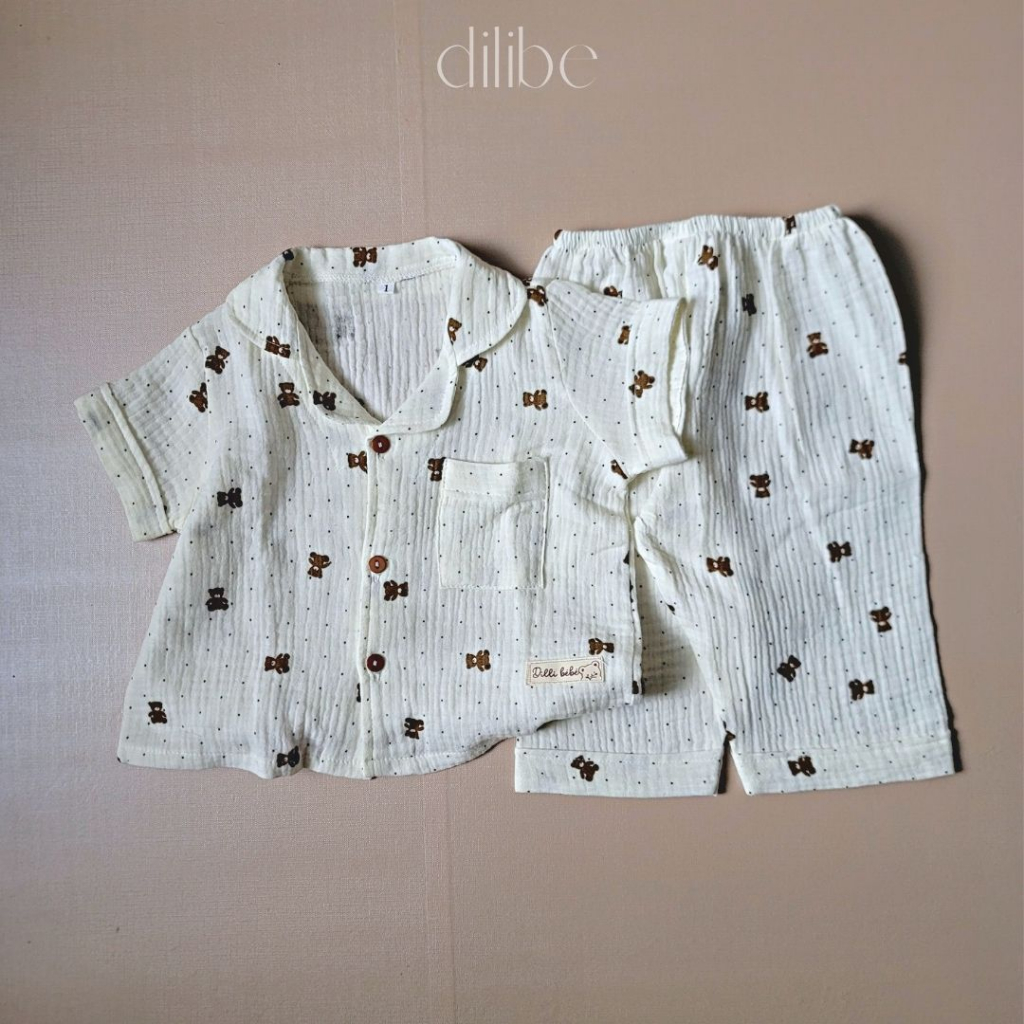 Bộ Pijama tay ngắn quần dài cho bé trai bé gái chất liệu Xô Muslin cao cấp - Dilibé