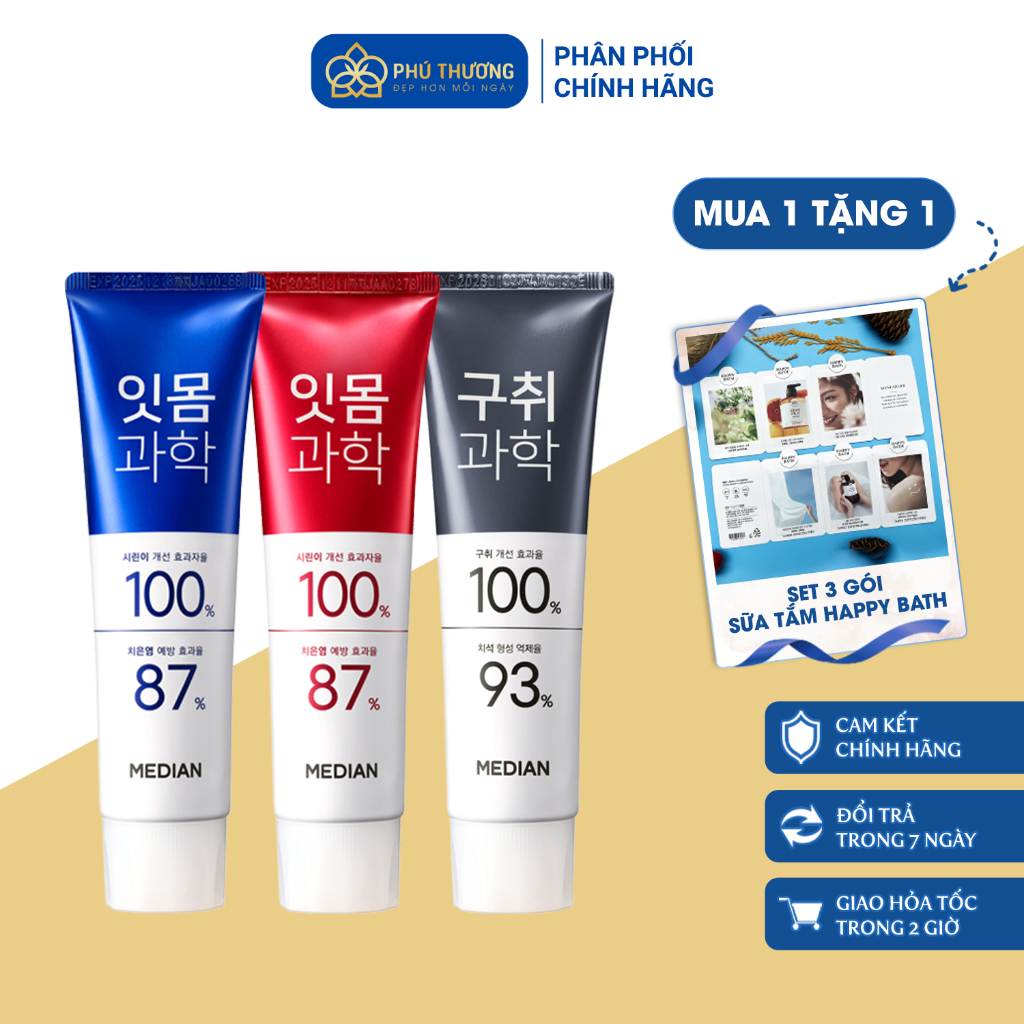 Kem đánh răng Median 100% Gum Science Toothpaste làm trắng răng, giảm ê buốt, thơm miệng 120G