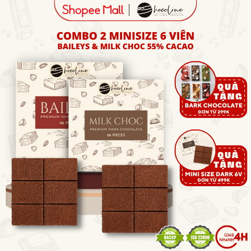 Socola Tươi Chocoline Vị Milk Choc, Vị Kem Sữa Baileys - Combo 2 hộp 6V