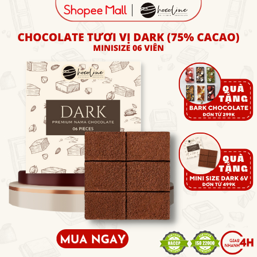 Quà tặng Socola Tươi Chocoline Vị Đắng Dark - Hộp Mini 6 Viên