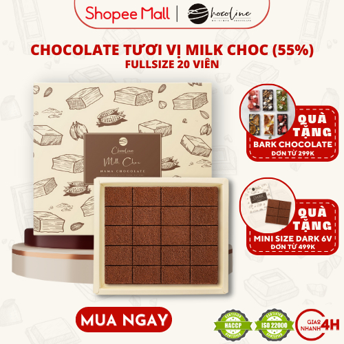 Socola Tươi Chocoline Vị Sữa Milk Choc - Hộp 20 Viên