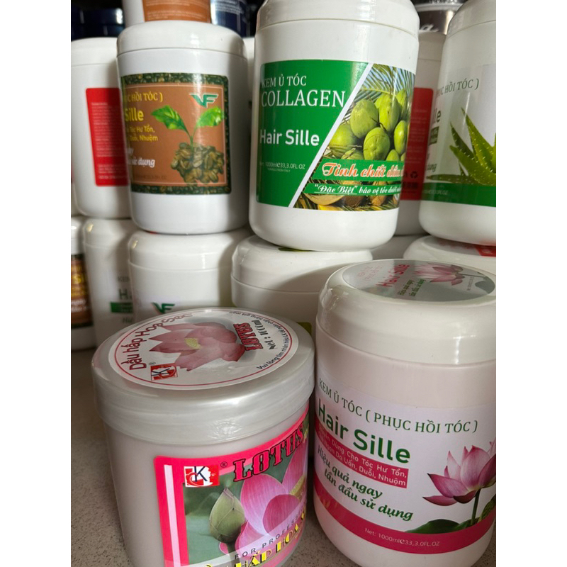 Hấp dầu ,xả tóc hoa sen lk  và hair  sille   1000ml siêu mượt   thơm lâu,hàng cty