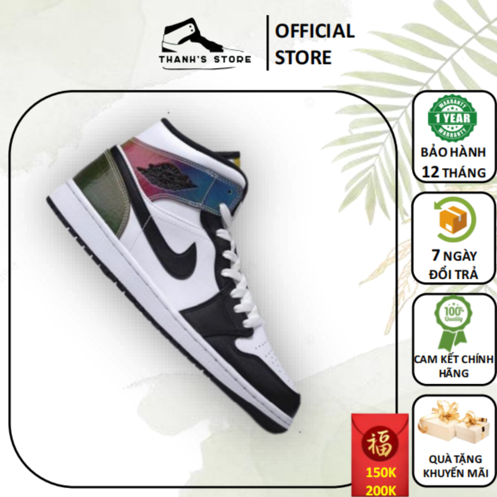 Giày thể thao nữ trắng đen giày AIR JORDAN 1 MID SE 'HEAT REACTIVE'_ hàng xuất khẩu thời trang - NAJ1HB