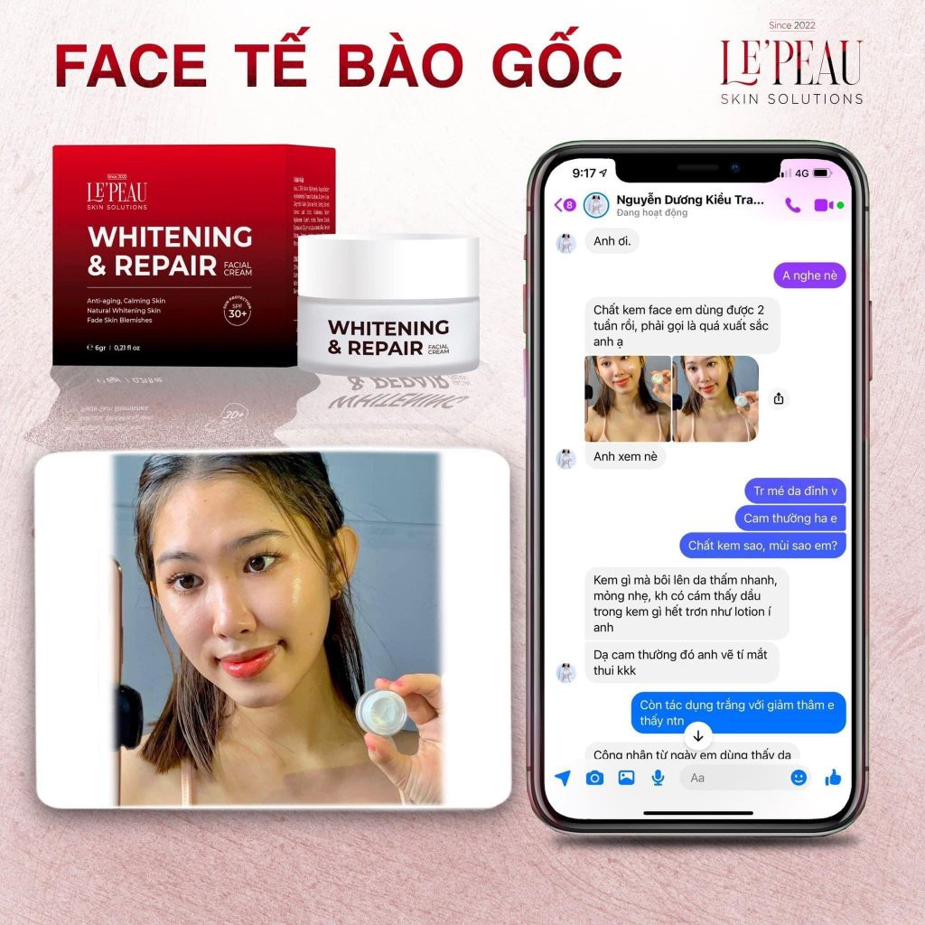 Kem Face Tế Bào Gốc Men Sake Dưỡng Trắng Da Căng Bóng, Mờ Thâm LEPEAU VIETNAM