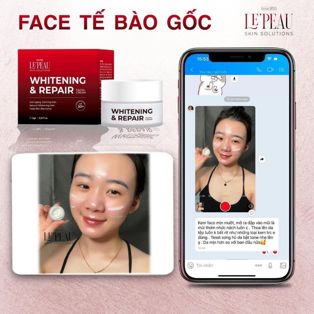 Kem Face Tế Bào Gốc Men Sake Dưỡng Trắng Da Căng Bóng, Mờ Thâm LEPEAU VIETNAM