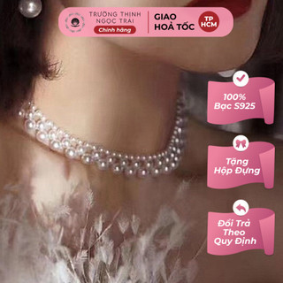 Chuỗi đeo cổ choker ngọc trai khóa bạc 925 hạt đan nhiều size sang trọng - ngọc trai trường thịnh