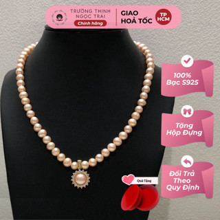 Dây Chuyền Ngọc Trai 7ly Màu Hồng Cam Sang Trọng, Thanh Lịch - Ngọc Trai Trường Thịnh