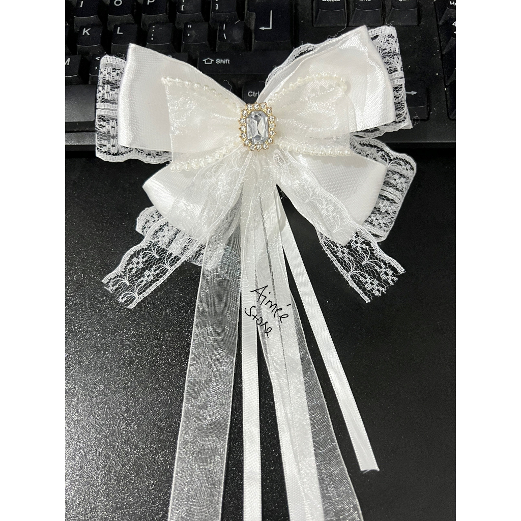 🎀Nơ Lightstick EXO, nơ buộc tóc, kẹp tóc EXO màu trắng đen dễ thương🤍