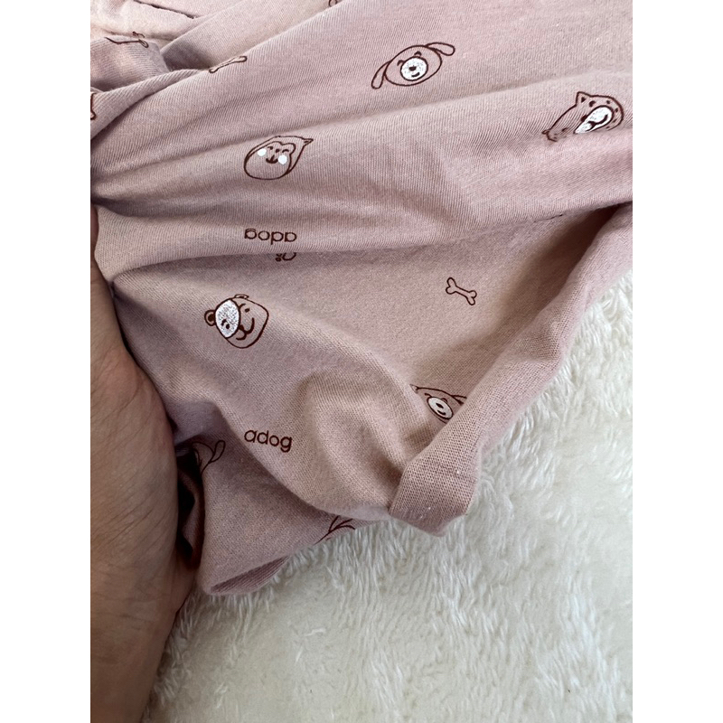 Vải thun cotton 2c hình động vật nền nâu be