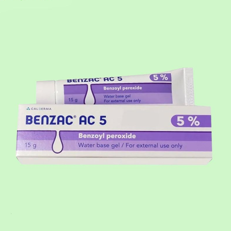 Benzac AC Thái  5% và 2.5% benzoyl peroxide cream, kem giảm mụn viêm, sưng, mủ