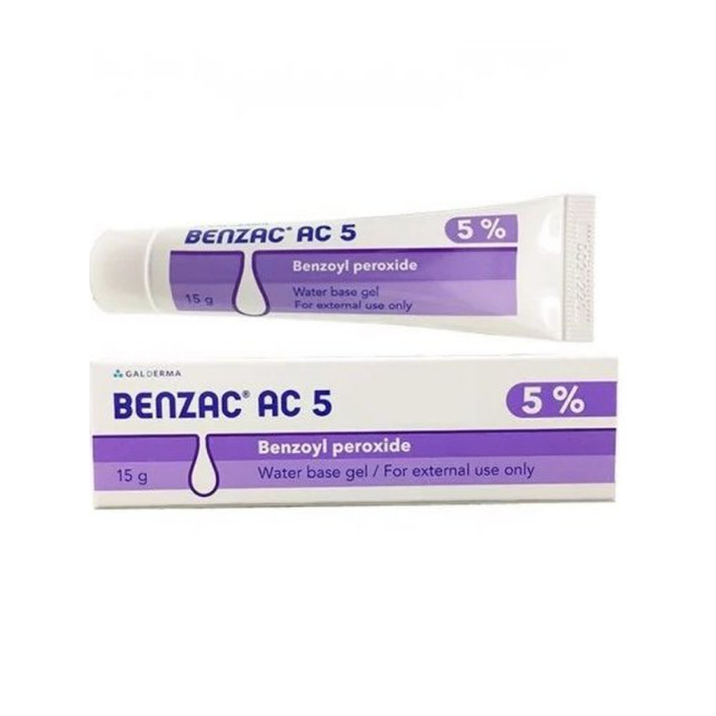Benzac AC Thái  5% và 2.5% benzoyl peroxide cream, kem giảm mụn viêm, sưng, mủ