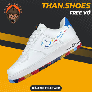 Giày AF1 LV8 GS Swoosh Pack, AF1 Trắng Gót Xanh Đế 7 Màu - Than.Shoes