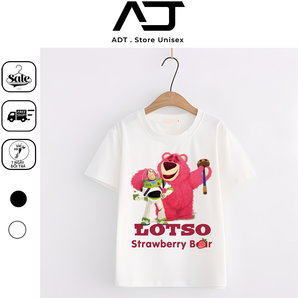 BST Mẫu Áo Thun in hình Gấu dâu Lotso cực dễ thương cho bé  hình sắc nét, Có size trẻ em