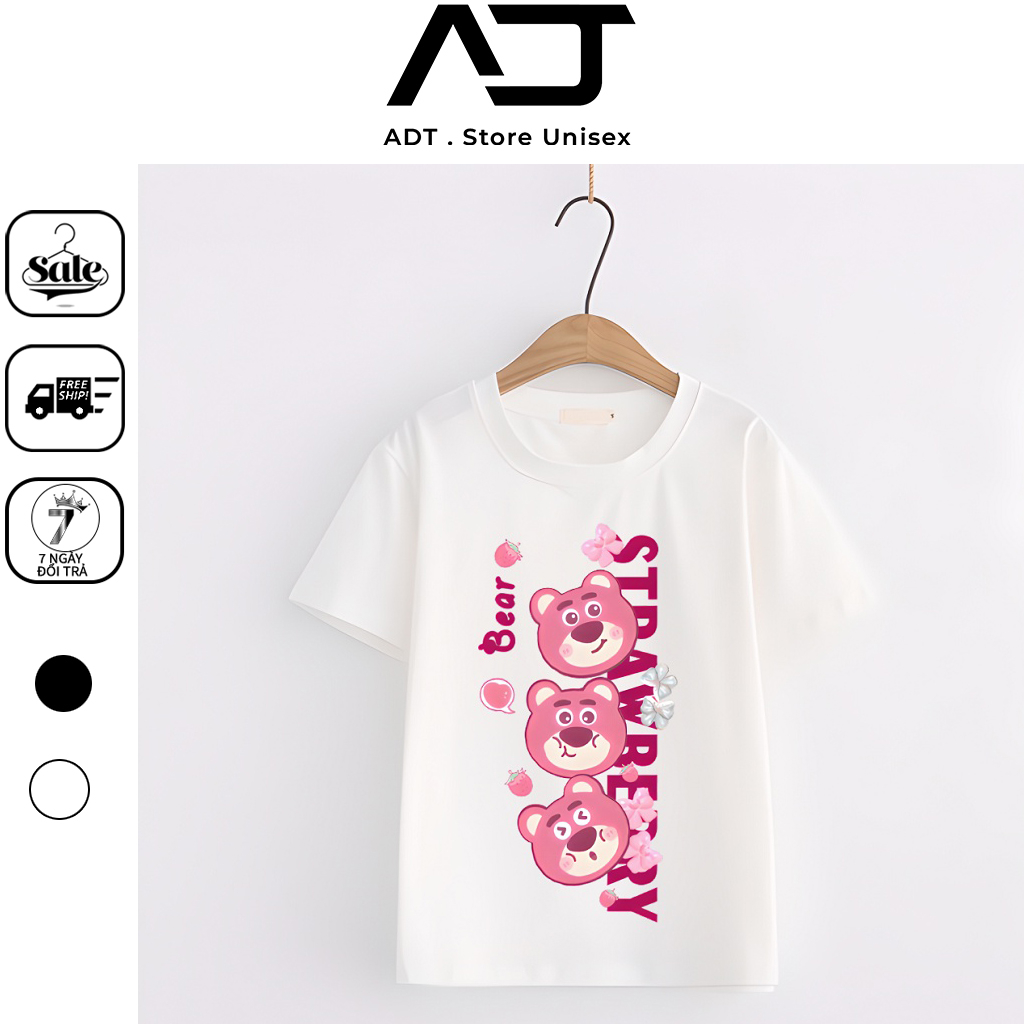 BST Mẫu Áo Thun in hình Gấu dâu Lotso cực dễ thương cho bé  hình sắc nét, Có size trẻ em