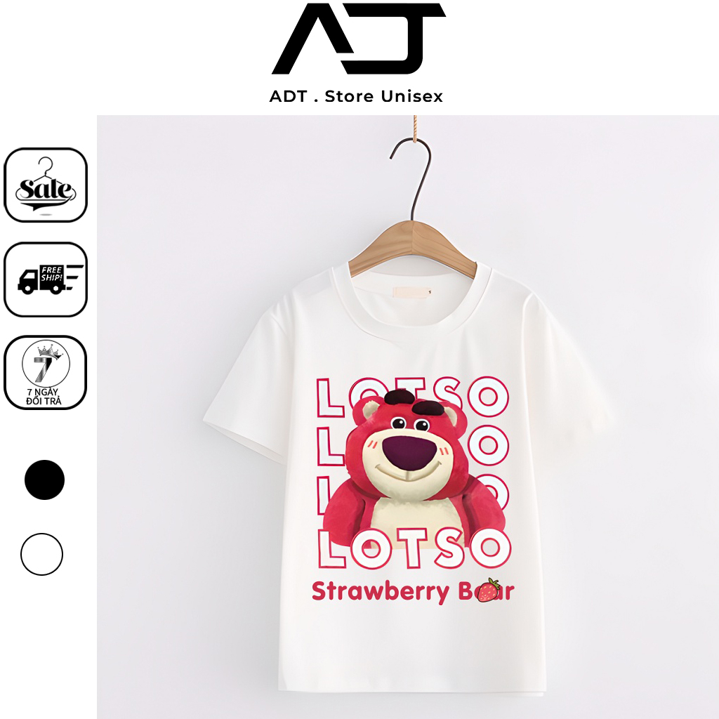BST Mẫu Áo Thun in hình Gấu dâu Lotso cực dễ thương cho bé  hình sắc nét, Có size trẻ em