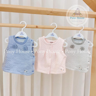 Áo gile cho bé UALA ROGO sơ sinh cotton nỉ trần bông có túi hình voi dễ thương cho bé trai bé gái 0 đến 12 tháng tuổi