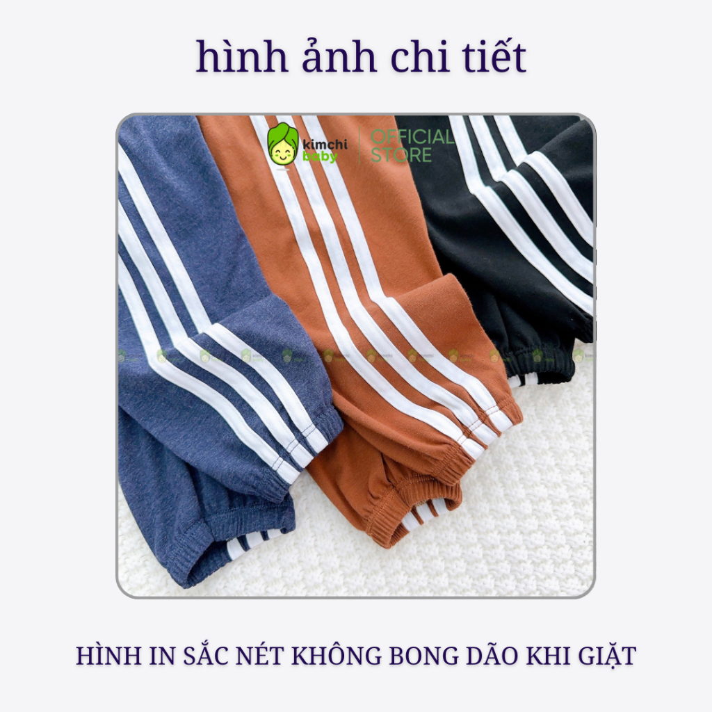 Quần Dài Cho Bé Trai, Bé Gái KIMCHIBABY Vải Cotton Dư Xịn Sọc Dọc, Quần Jogger Cho Bé Mặc Thu Đông CKQD302