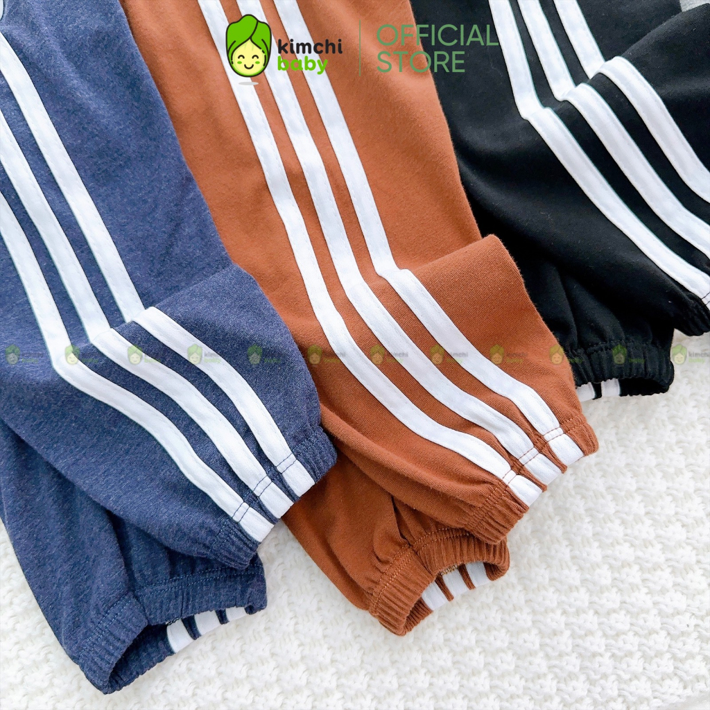 Quần Dài Cho Bé Trai, Bé Gái KIMCHIBABY Vải Cotton Dư Xịn Sọc Dọc, Quần Jogger Cho Bé Mặc Thu Đông CKQD302