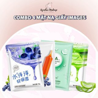 Combo 4 mặt nạ giấy dưỡng trắng da IMAGES mix 4 loại lô hội, việt quất, ha, cam đỏ mặt nạ nội địa Trung