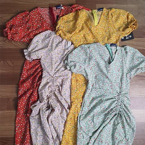 Đầm Hoa Nhí Ngắn Xẻ Tà Rút Dây Dễ Thương Bigsize Thoải Mái Mềm Mại Giá Rẻ Chất Lượng Anquachi A010