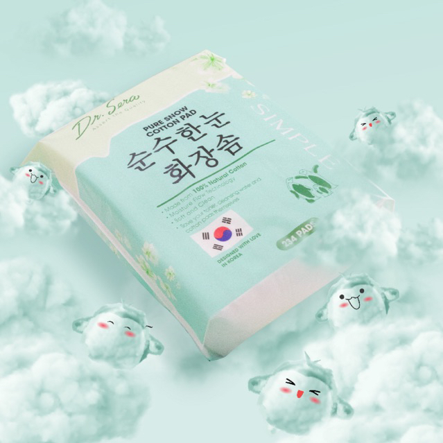 Bông tẩy trang vải cotton mềm mịn Dr.Sera Pure Snow Cotton Pad 150 miếng