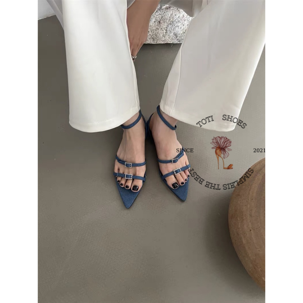 GIÀY CAO GÓT TOTIIE STORE - SANDAL NỮ MŨI NHỌN PHONG CÁCH THỜI TRANG HAI QUAI NGANG MẢNH KHÓA HIỆN ĐẠI TEST