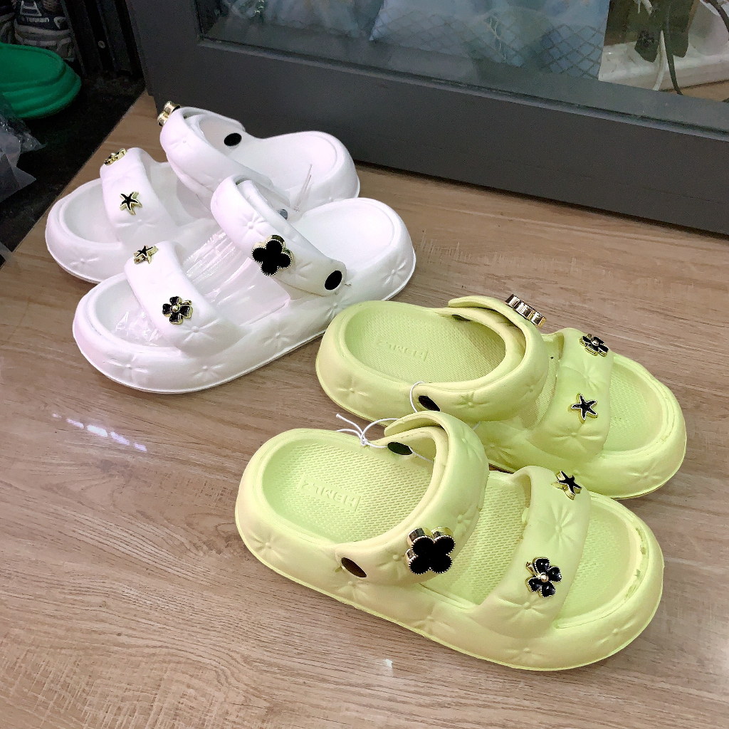 Dép sandal bánh mì 2 quai ngang đế cao 3,5cm chất EVA siêu nhẹ êm chân đi mưa đi biển NEW 2023 - iDÉP GL026