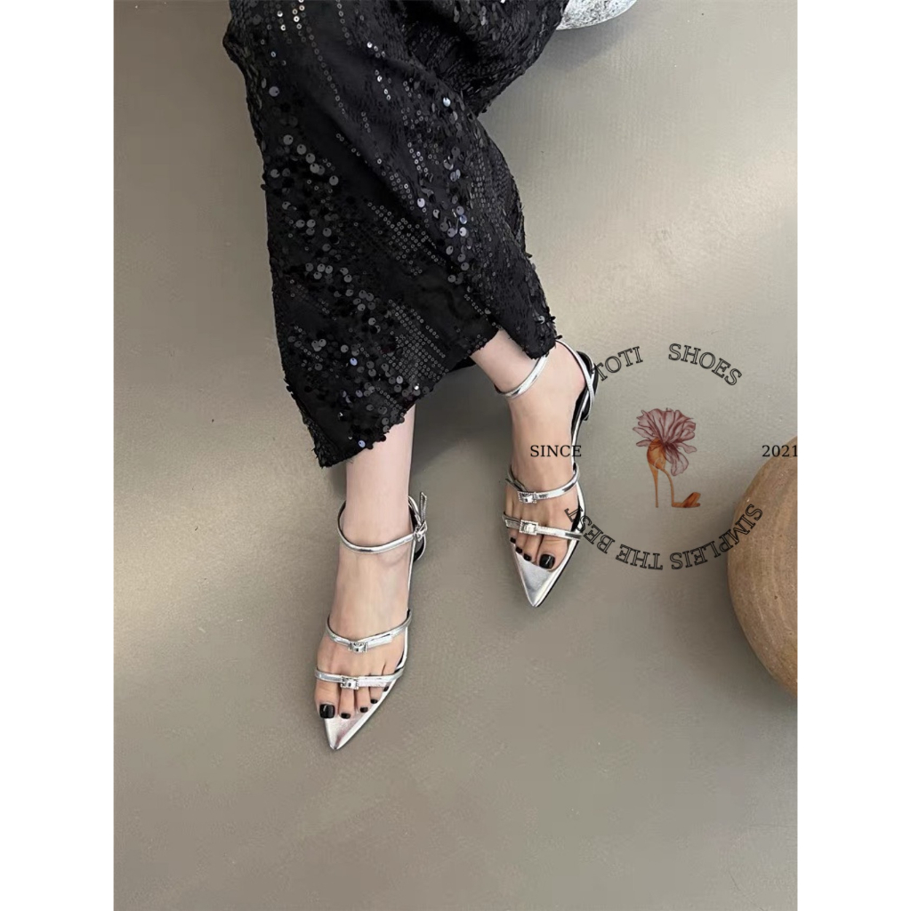 GIÀY CAO GÓT TOTIIE STORE - SANDAL NỮ MŨI NHỌN PHONG CÁCH THỜI TRANG HAI QUAI NGANG MẢNH KHÓA HIỆN ĐẠI TEST