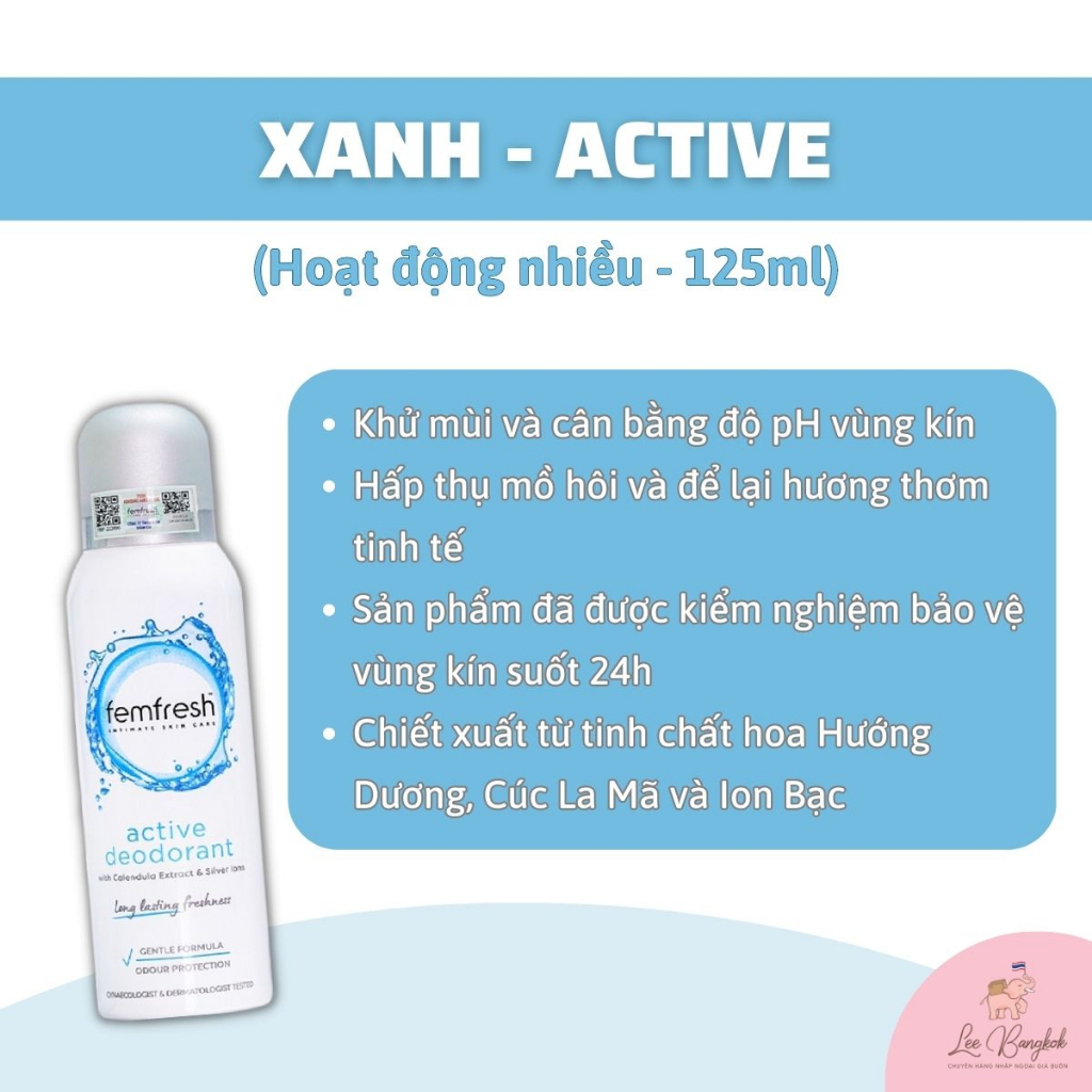 Xịt Thơm Mát Vùng Kín Femfresh Active, Daily Deodorant Spray 125ml - Khăn ướt vùng kín Sensitive, Daily 25 miếng
