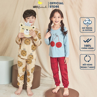 Đồ bộ tay dài quần áo thun cotton mịn dáng rộng  mặc nhà mùa đông cho bé gái  và bé trai Unifriend Hàn Quốc U2023-40