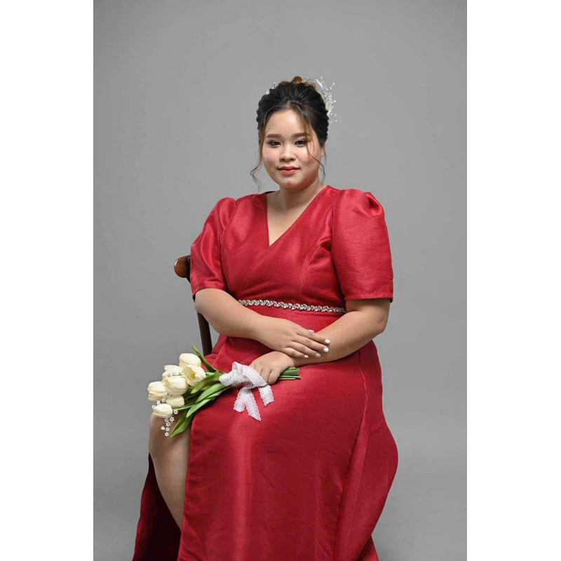 ĐẦM CÔ DÂU THIẾT KẾ - ĐẦM ĐI TIỆC TAFTA XẺ D0404