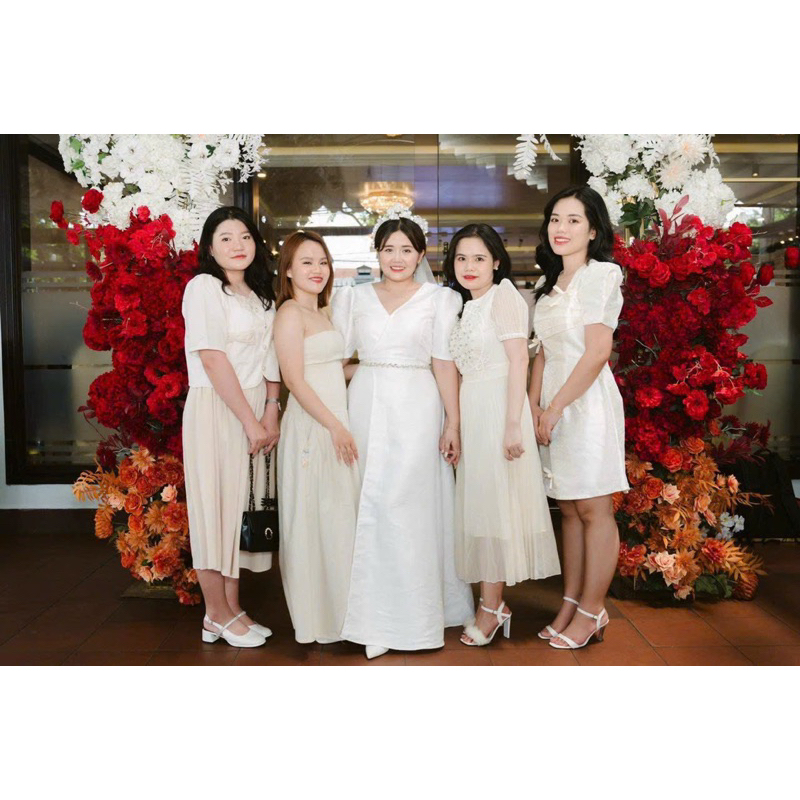 ĐẦM CÔ DÂU THIẾT KẾ - ĐẦM ĐI TIỆC TAFTA XẺ D0404