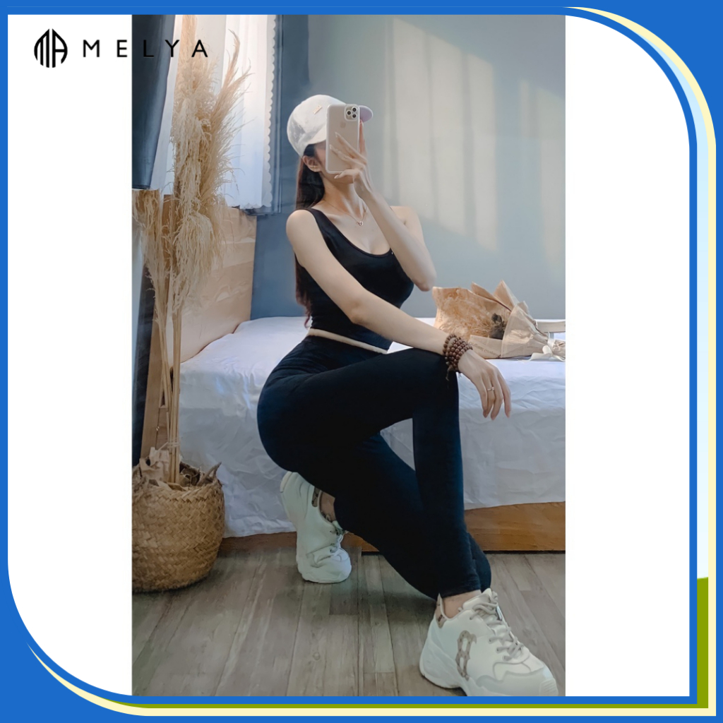 Bộ tập gym, yoga quần dài áo bra có mút ngực siêu thấm hút,Siêu Thoáng Mát  co giãn 4 chiều Hàng Chính Hãng Melya Sports