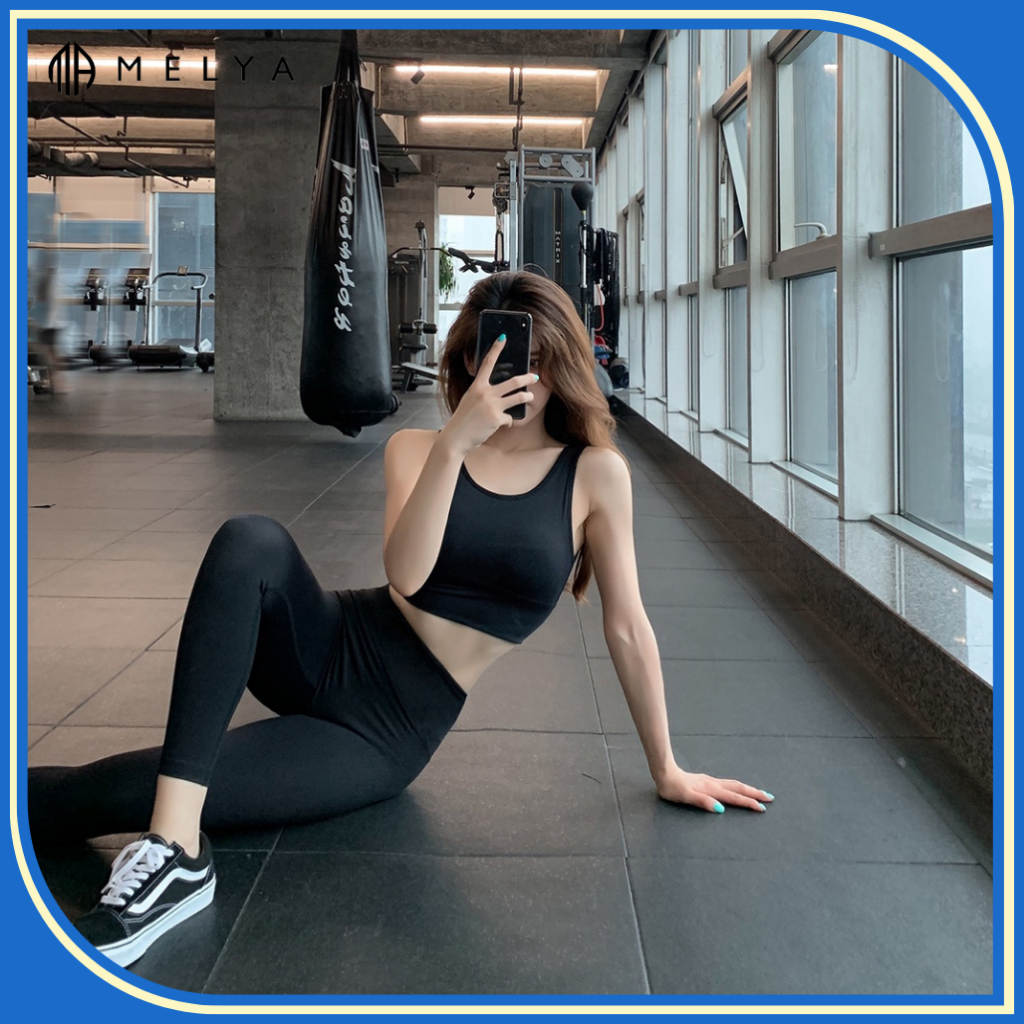 Bộ tập gym, yoga quần dài áo bra có mút ngực siêu thấm hút,Siêu Thoáng Mát  co giãn 4 chiều Hàng Chính Hãng Melya Sports