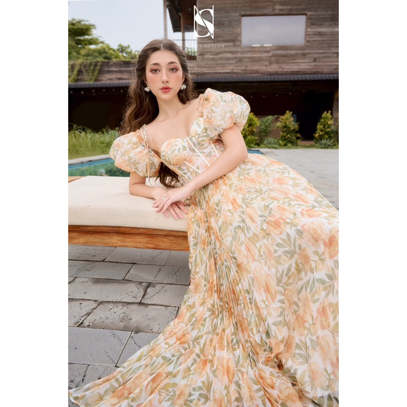 Đầm maxi công chúa dập ly Tiana