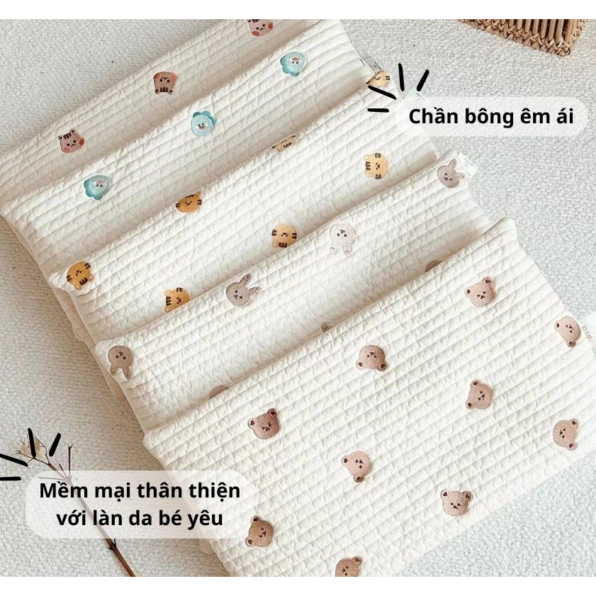 Gối Đầu Trần Bông Cho Bé Sơ Sinh Siêu Thoáng Khí Không Bí Nóng Thấm Hút Mồ Hôi Cực Tốt