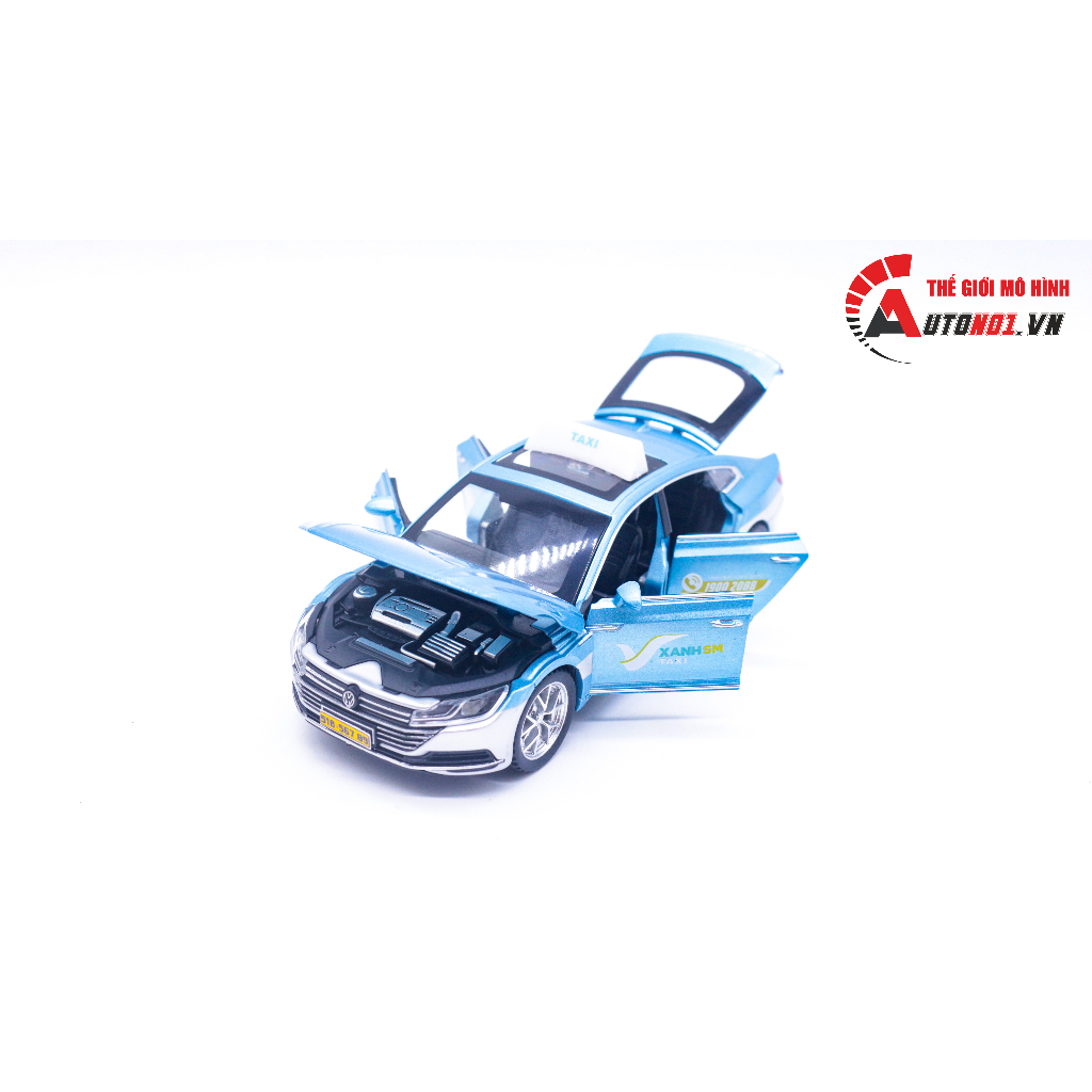 Mô hình xe ô tô dịch vụ taxi Volkwagen CC độ tem G.rab Be SM full open có âm thanh-đèn tỉ lệ 1:32