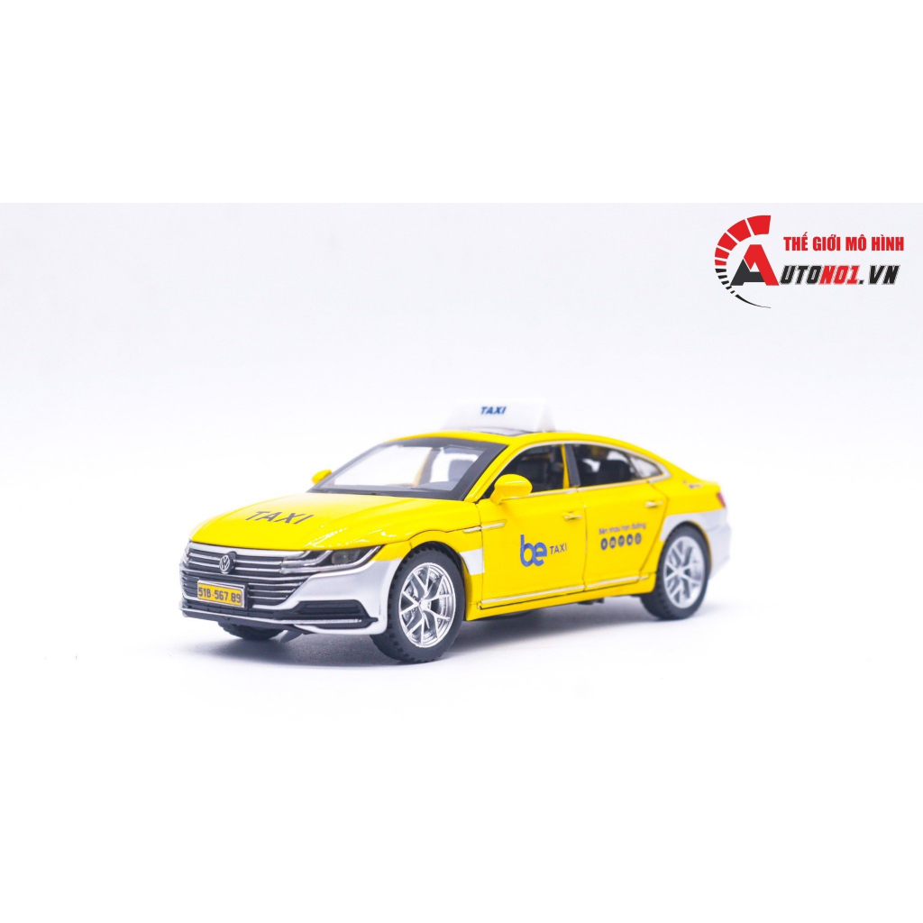 Mô hình xe ô tô dịch vụ taxi Volkwagen CC độ tem G.rab Be SM full open có âm thanh-đèn tỉ lệ 1:32