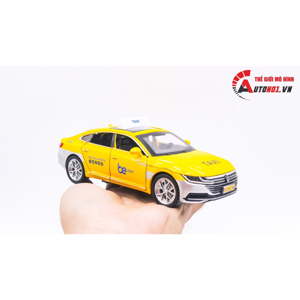 Mô hình xe ô tô dịch vụ taxi Volkwagen CC độ tem G.rab Be SM full open có âm thanh-đèn tỉ lệ 1:32