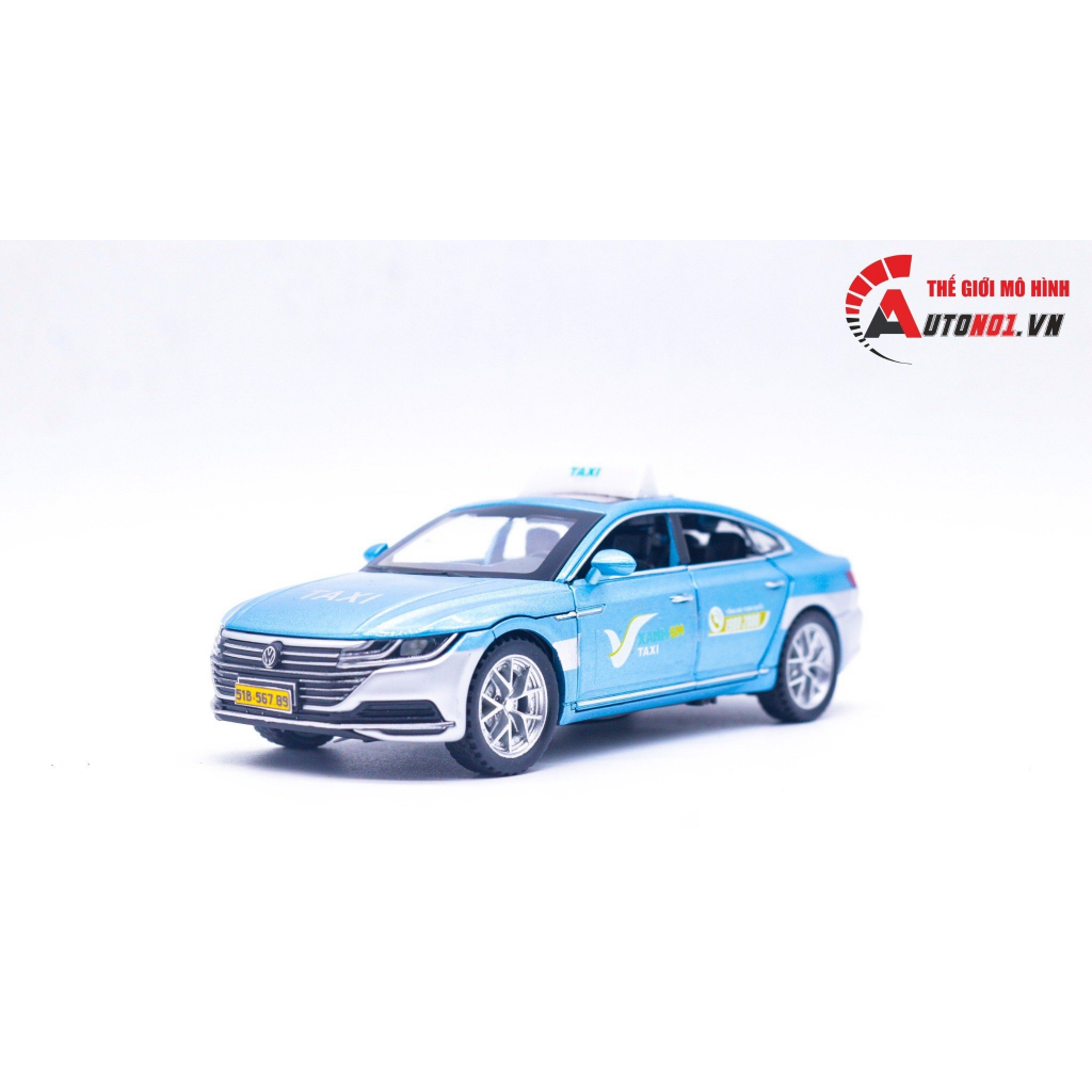 Mô hình xe ô tô dịch vụ taxi Volkwagen CC độ tem G.rab Be SM full open có âm thanh-đèn tỉ lệ 1:32