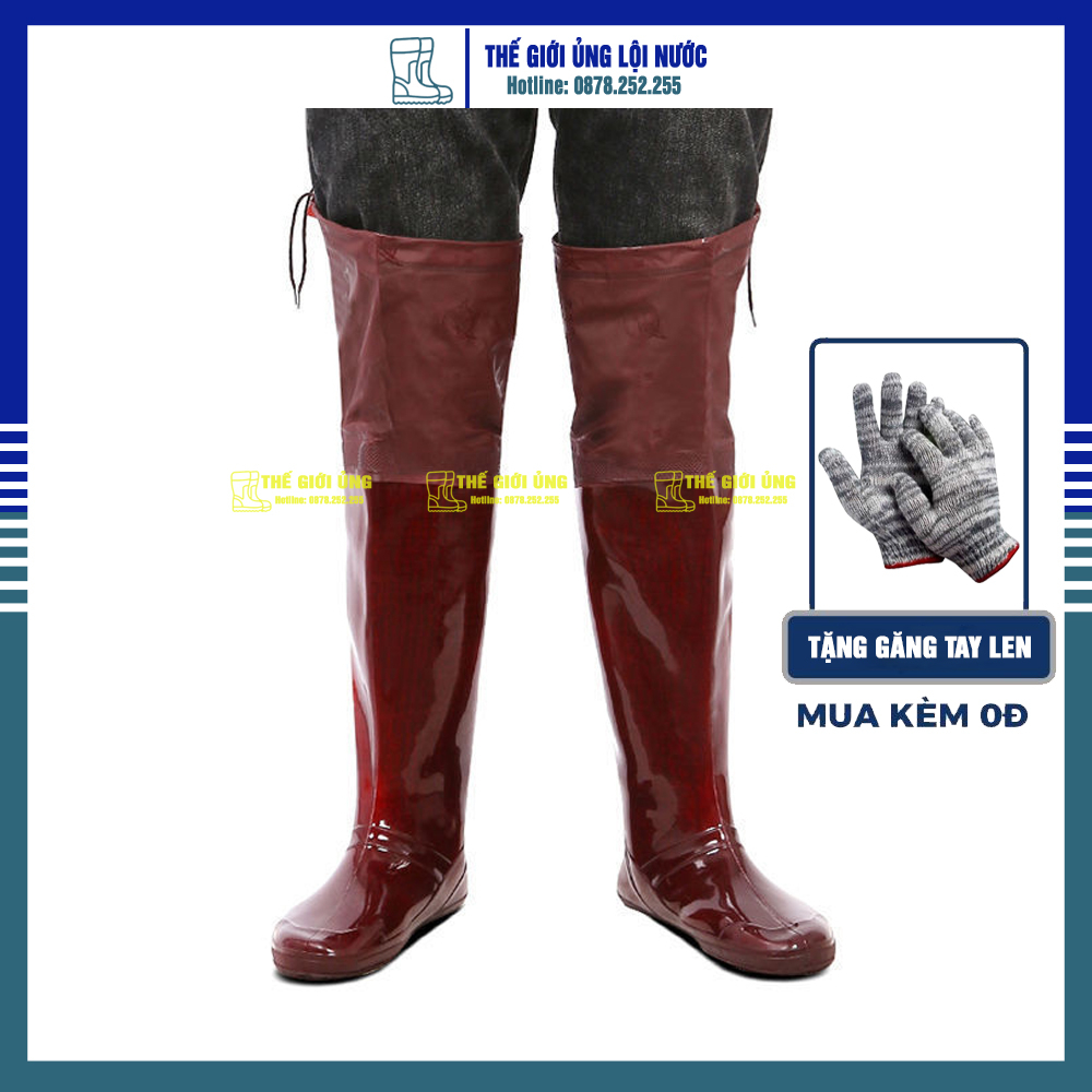 Ủng cấy làm ruộng, ủng bảo hộ lao động, làm vườn, lội nước màu nâu đất [TẶNG GĂNG TAY LEN]