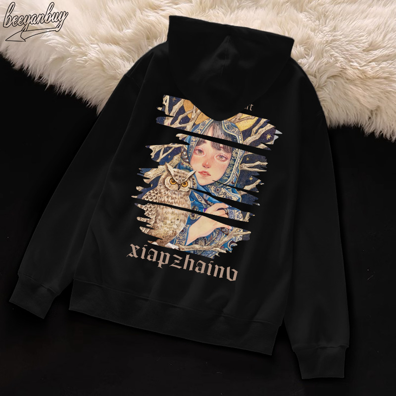 Áo Hoodie Cotton nam BEEYANBUY áo nỉ tay dài thời trang in hình unisex 100% cotton-Y0310