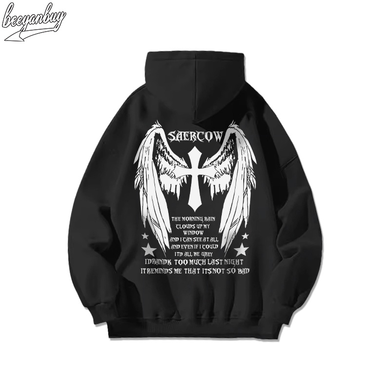 Áo Hoodie Cotton nam BEEYANBUY áo nỉ tay dài vintage in hình unisex 100% cotton-Y0280