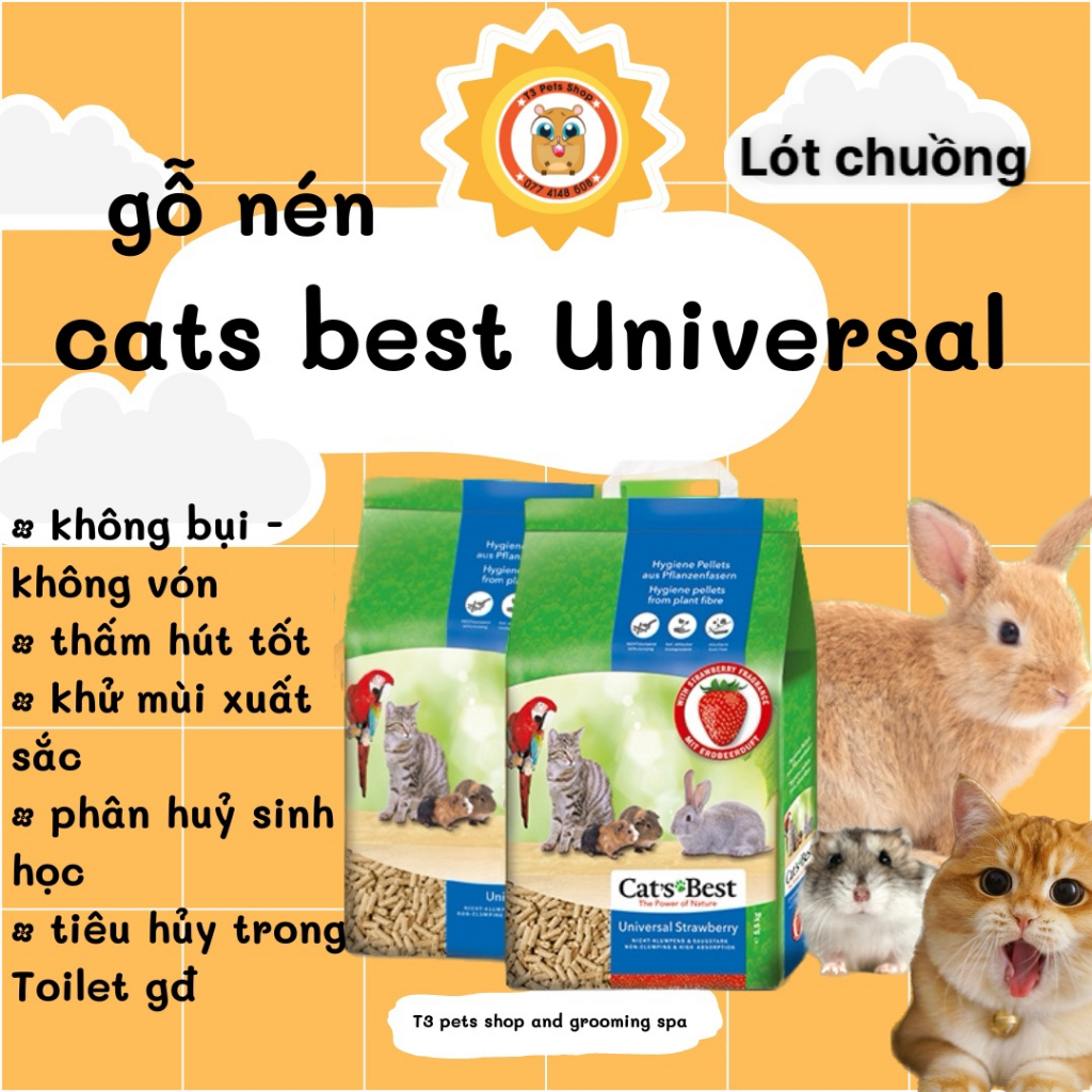 gỗ nén CAT'S BEST 𝐔𝐧𝐢𝐯𝐞𝐫𝐬𝐚𝐥 chuyên dành cho thỏ,bọ,sóc bắc mỹ và mèo (khử mùi đỉnh)